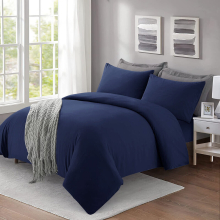 (Navy, King) Luxury Duvet Cover & Pillowcase Plain Bedding