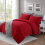 (Red, King) Luxury Duvet Cover & Pillowcase Plain Bedding 1