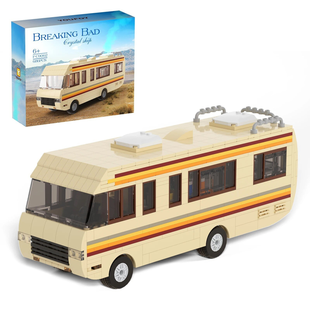 (692PCS, Paper manual) New Breaking Bad Pinkman Cooking Lab RV Car Building Blocks Set Walter White Van Vehicle Toy For Children Birthday Gift