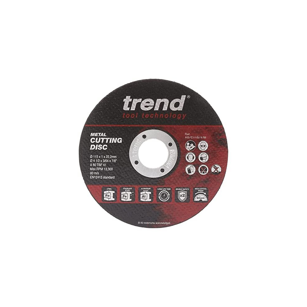 Metal Cutting Discs 115mm Pack of 10 pcs AD/C115/1/M of Trend