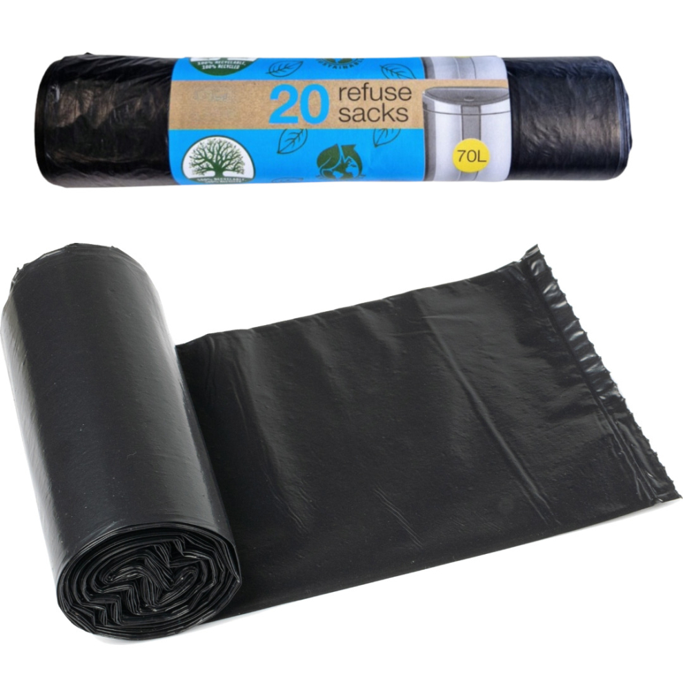 (100 Bin Bags) Refuse Sacks High Quality 70 Litre Black Bin Bags