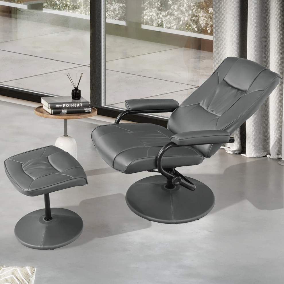 Padded Recliner & Ottoman Set 360° Swivel Lounge Chair W/ Adjustable Backrest