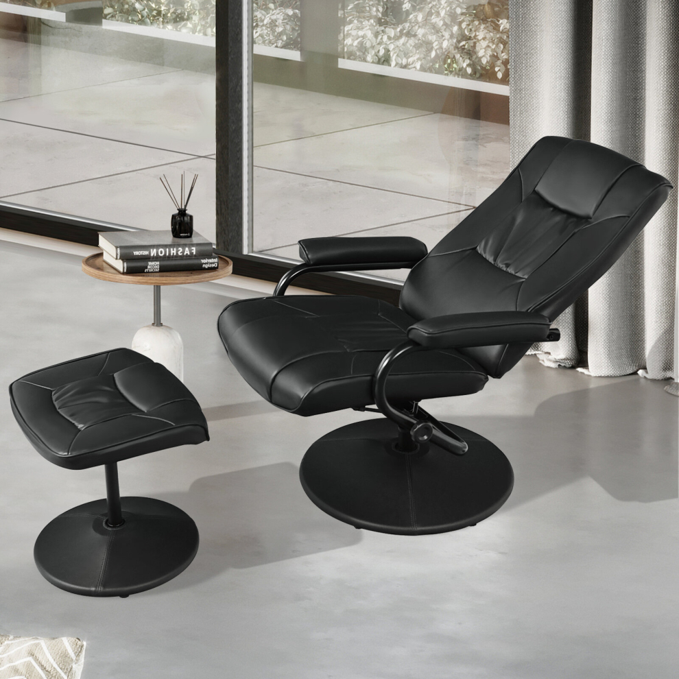 Padded Recliner & Ottoman Set 360° Swivel Lounge Chair W/ Adjustable Backrest