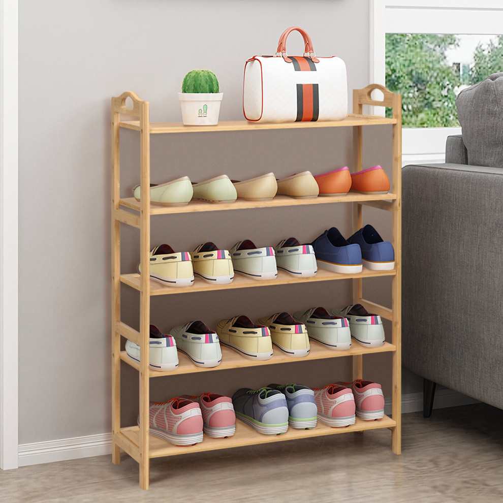 5-Tier Shoe Rack Free Standing Organiser Wooden Plant Stand Display Shelf