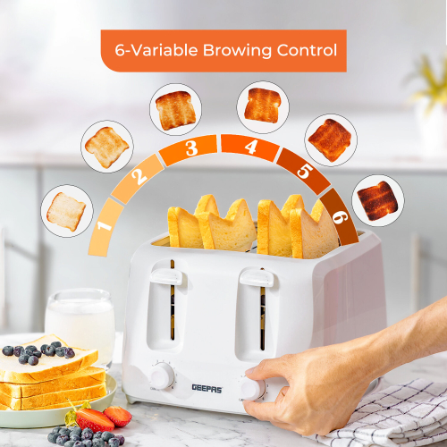 GEEPAS (White) Geepas Electric Kettle & 4 Slice Bread Toaster Set 2