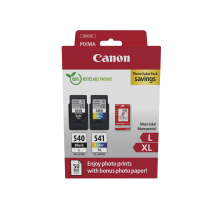 Pack mit 2 Tintenpatronen + Fotopapier-Pack - CANON - PG-540L Schwarz + CL-541XL Farbe - Hohe Kapazität