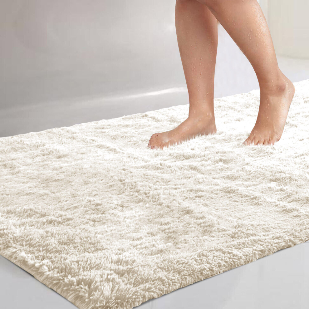 (50cm x 80 cm (1 ft 6 in x 2 ft 6 in)- Small Bath Mat/ Door Mat) Large Cream Rugs Shaggy Fluffy Runner Carpets Mats