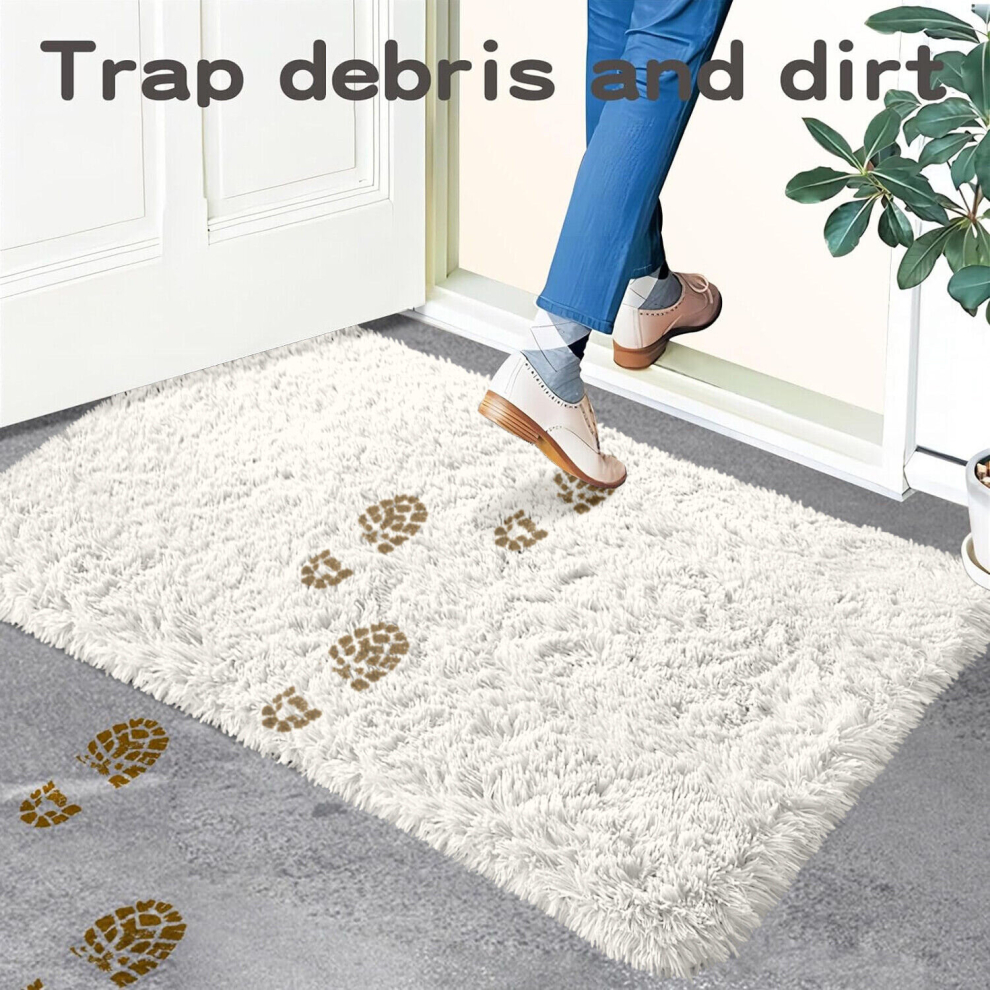 (60cm x 110cm (2ft x 3ft 7")- Large Bath Mat/ Door Mat) Large Cream Rugs Shaggy Fluffy Runner Carpets Mats