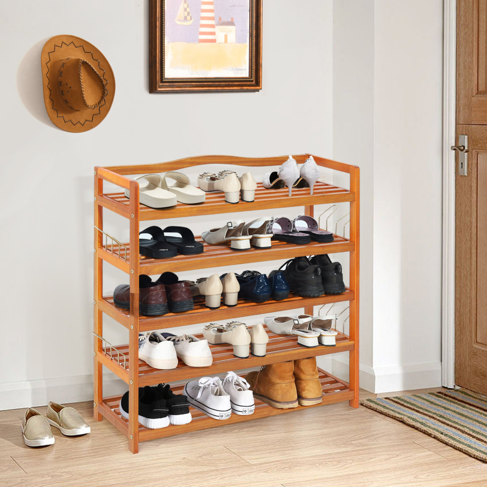 5-Tier Shoe Rack Shoe Storage Cabinet Organiser Unit w/ Side Hooks