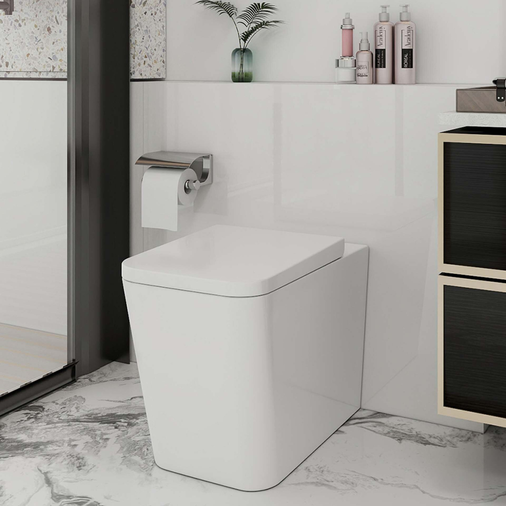 Back To Wall Btw Toilet Bathroom Wc Pan & Uf Soft Close Seat Square 9331924617038