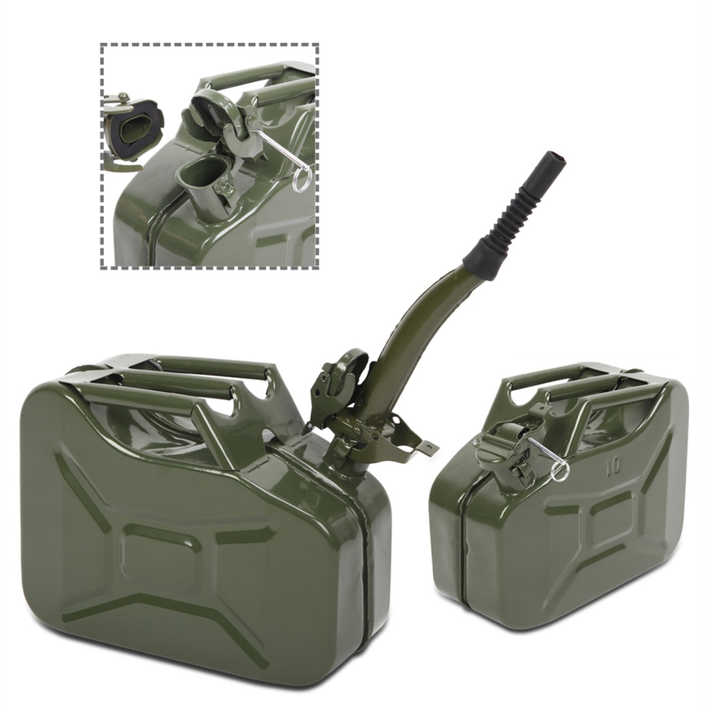 10L LITRE METAL JERRY CAN CAR STORAGE FUEL PETROL DIESEL CONTAINER