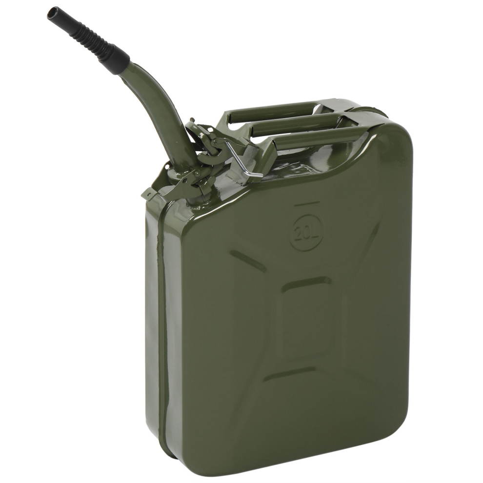 20L Metal Jerry Can Fuel Storage Container Petrol Diesel Barrel W/ Spout
