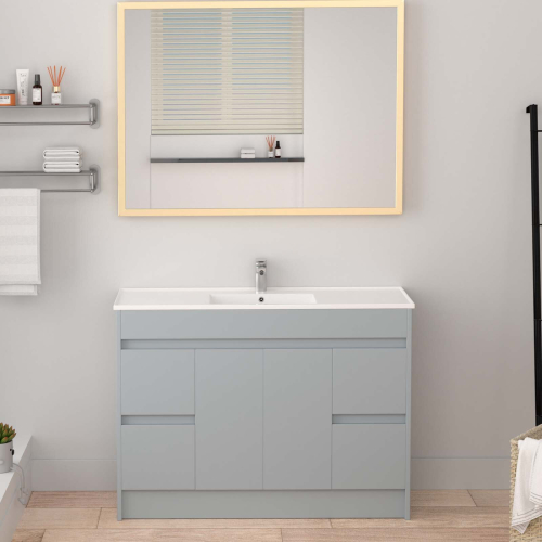1200mm Bathroom Vanity Unit & Basin Sink Freestading Cabinet Light Grey 2