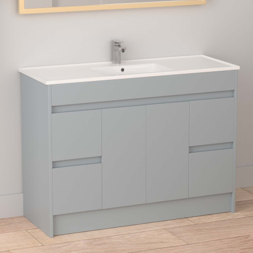 1200mm Bathroom Vanity Unit & Basin Sink Freestading Cabinet Light Grey 1