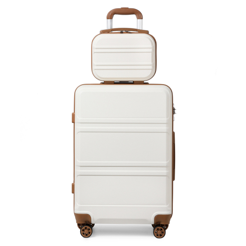 12+20 inch Cream Color ABS 4 Wheel Suitcase Set With Vanity Case 1