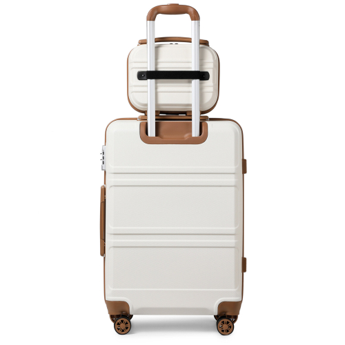 12+20 inch Cream Color ABS 4 Wheel Suitcase Set With Vanity Case 2