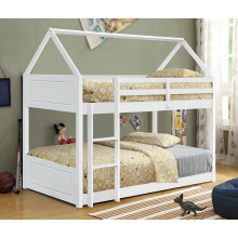 (White, No Mattress) 3ft House Style Bunkbed in Natural Grey or White