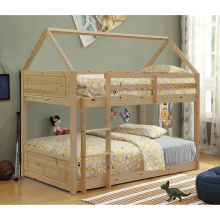 (Natural, No Mattress) 3ft House Style Bunkbed in Natural Grey or White