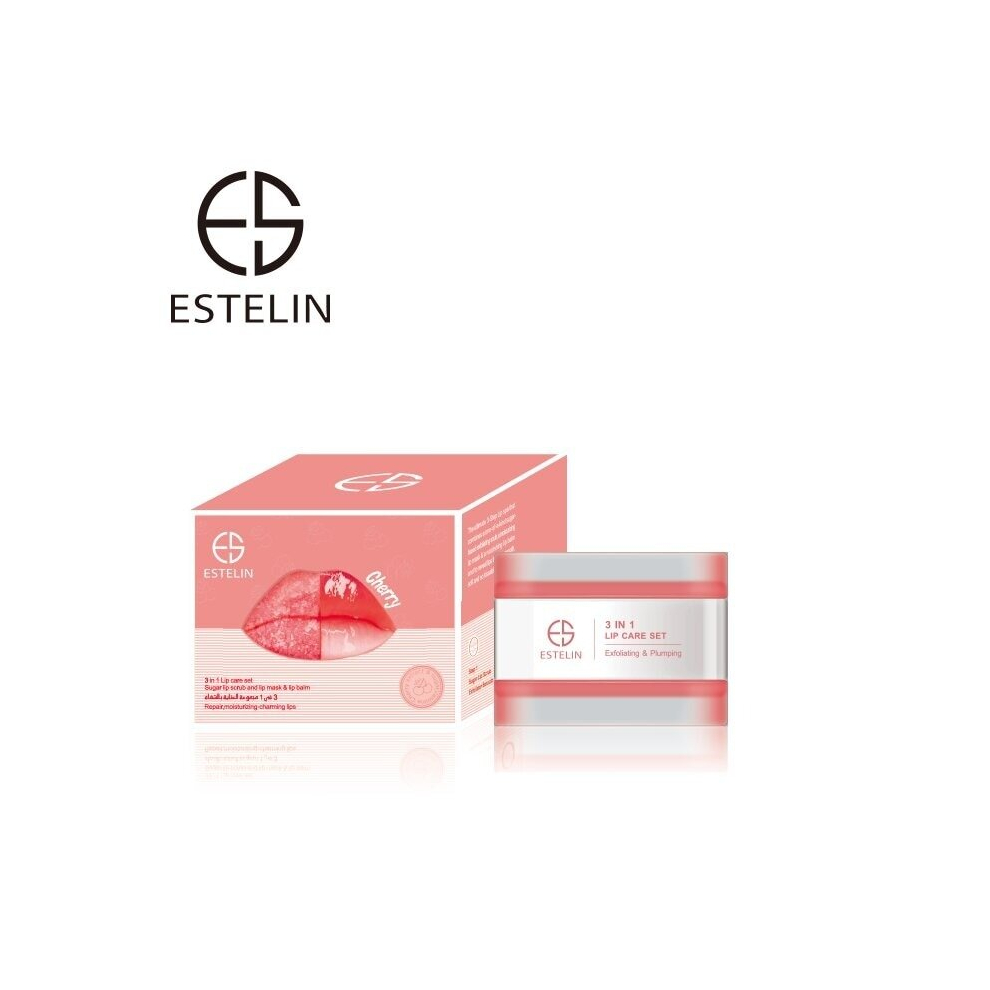 Estelin 3 in 1 Cherry Sugar Lip Scrub Moisturizing Mask And Lip Balm