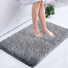 (50cm x 80 cm (1 ft 6 in x 2 ft 6 in)- Small Bath Mat OR Door Mat) Grey Shaggy Rugs Large Soft Pile Living Room Rug