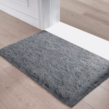 (60cm x 110cm (2ft x 3ft 7")- Large Bath Mat OR Door Mat) Grey Shaggy Rugs Large Soft Pile Living Room Rug