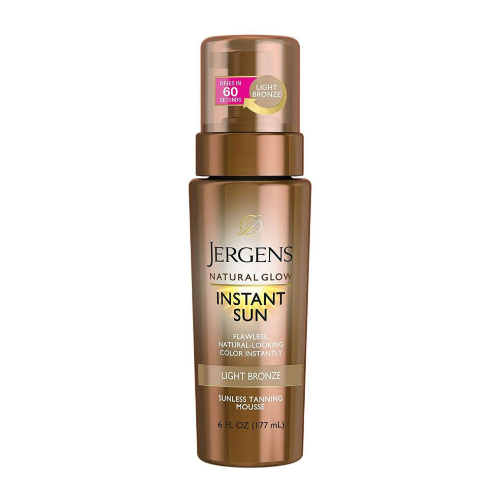 Light/Bronze Jergens Natural Glow Instant Sunless Tanning Mousse - Sun-Kissed Glow, Easy Application, Buildable Tan, Bronzed Radiance