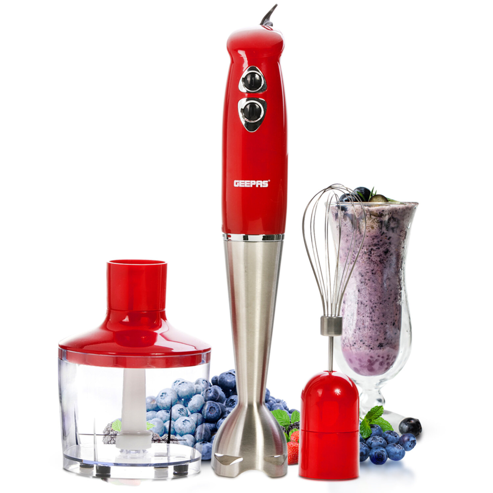 Geepas Geepa 400W 3 In1 Powerful Hand Blender, 2 Speed Mini Food Processor White
