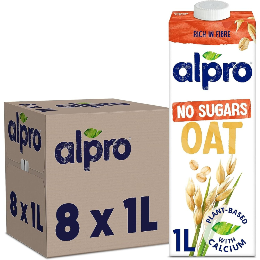 Alpro Oat No Sugars Plant-Based Long Life Drink, Vegan  1L (Pack of 8)