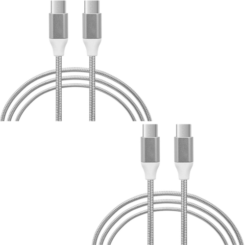 FX Braided USB-C to USB-C Data Cable 1m - Silver, 2x