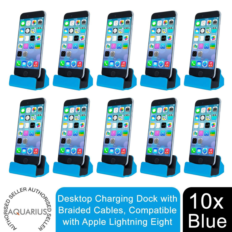 Aquarius Blue Desktop Charging Dock With Braided Cables 10X Size 10