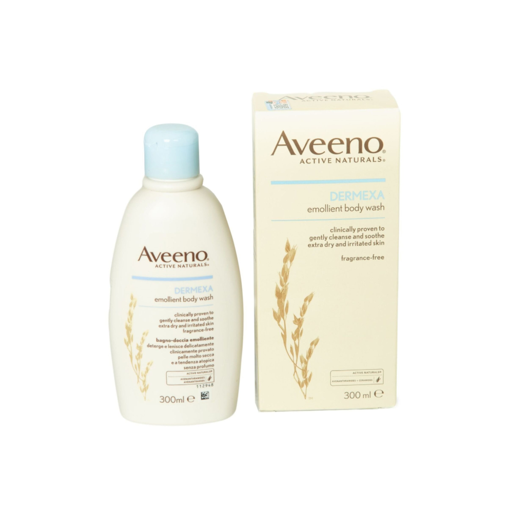 Johnson and Johnson Aveeno Dermexa Emollient Body Wash Gentle 300ml Fragrance Free Clinically Proven