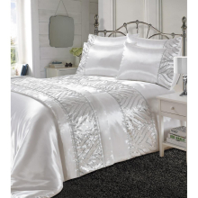 (Double, White) Kampala Hill Shimmer Sequin Embellished Duvet Cover Set Bedding Set