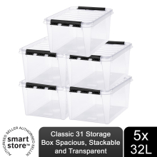 SmartStore Classic 31 Transparent Storage Box 32L, 5pk