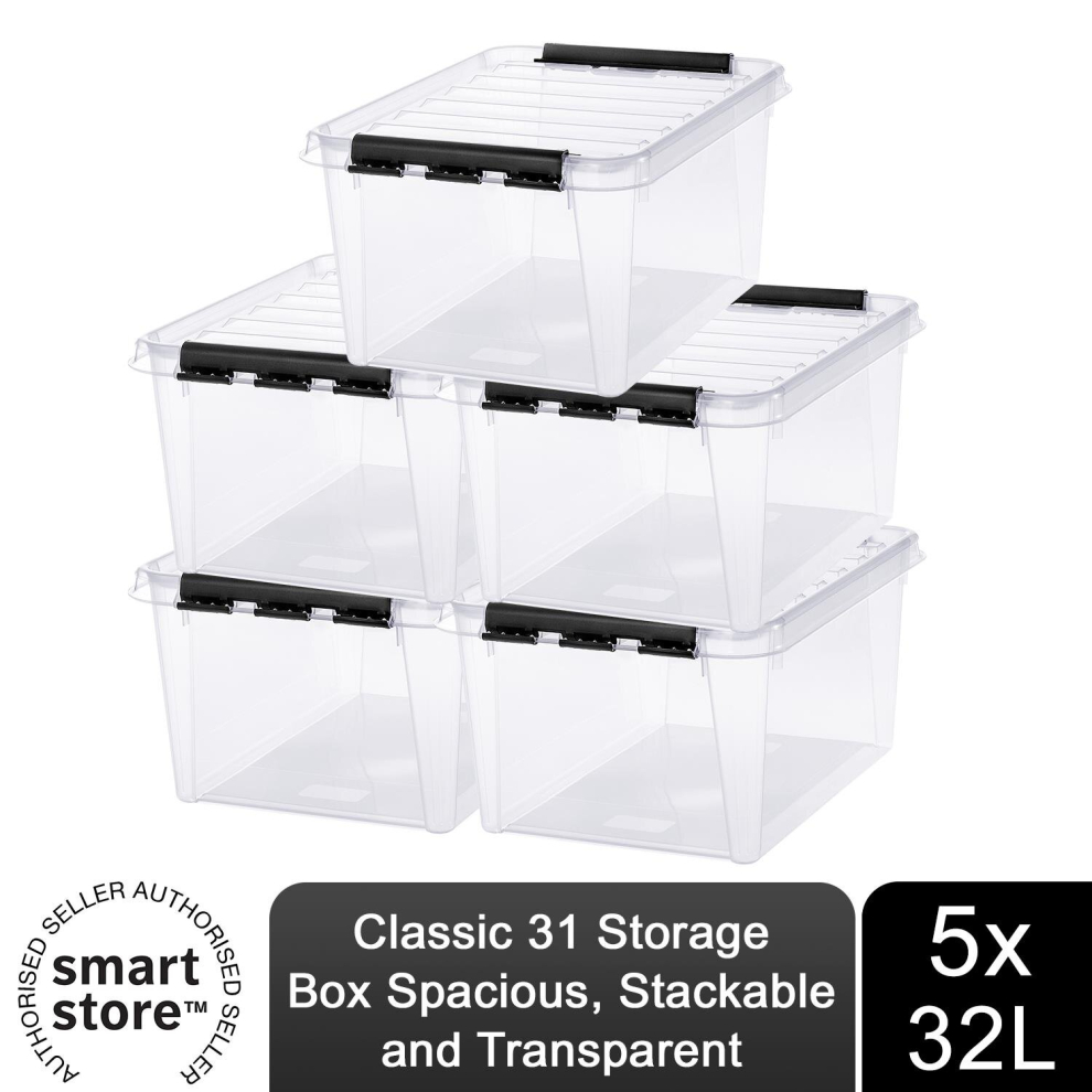 Smartstore Classic 31 Transparent Storage Box 32L, 5Pk