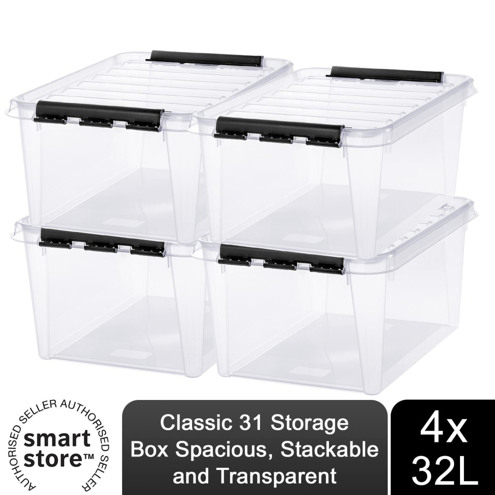 Smartstore Classic 31 Transparent Storage Box 32L, 4Pk