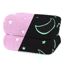 Glow in The Dark Throw Blanket - Cosy Flannel, Moon & Stars