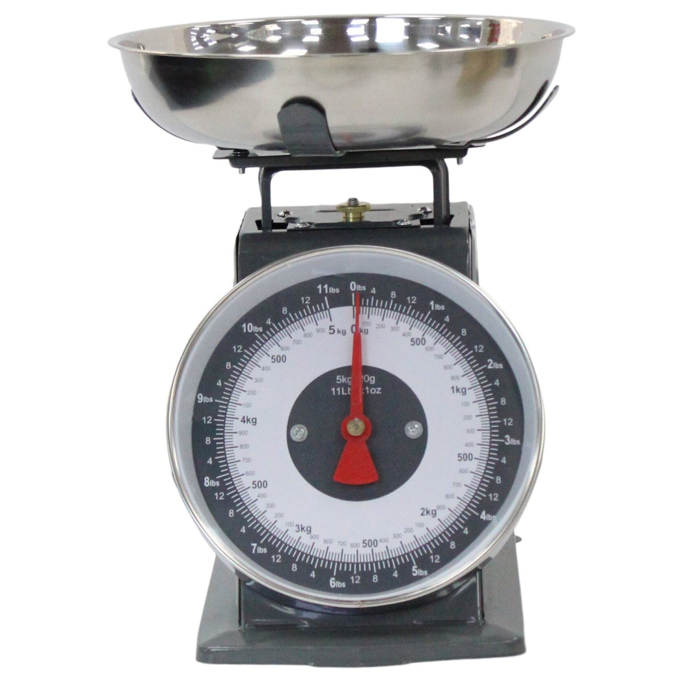 Traditional Mechanical Kitchen Scales 5kg, Grey