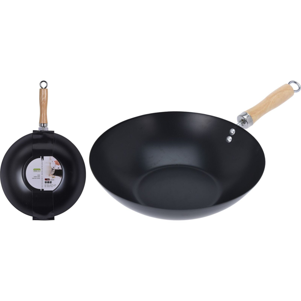 30cm Deep Large Wok Black