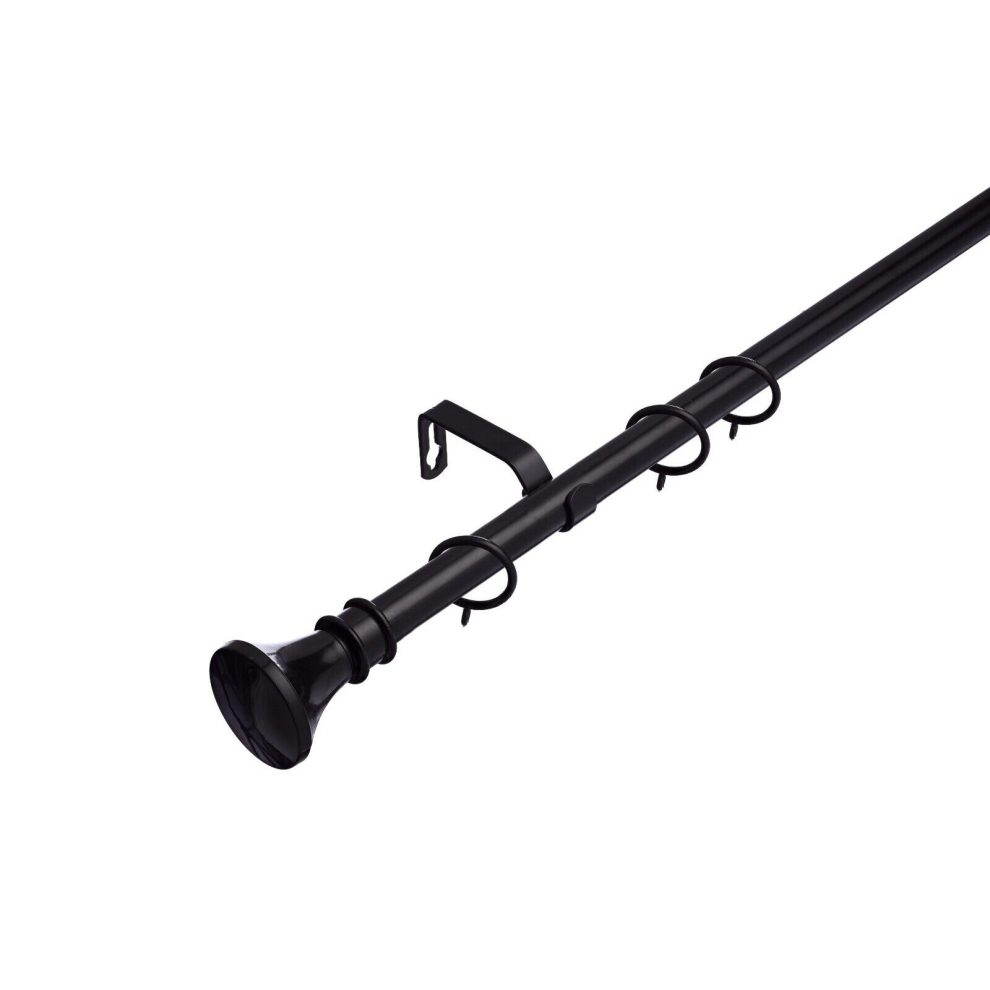 (210 - 360 cm, Black (Bell)) 16-19 mm Extendable Metal Curtain Pole Rods Voile Easy Fitting-image-OPC-PDFJGYW-NEW