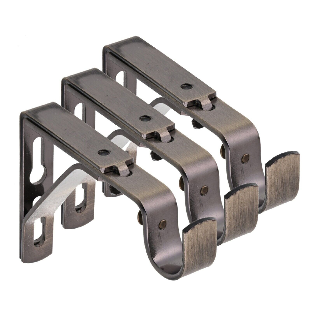 (Metal Finish (Pack of 3), Antique Brass (Extendable Bracket)) Lister Cartwright 19mm Curtain Pole Ends Brackets Pack of 1, 2, 3 Adjustable Screws