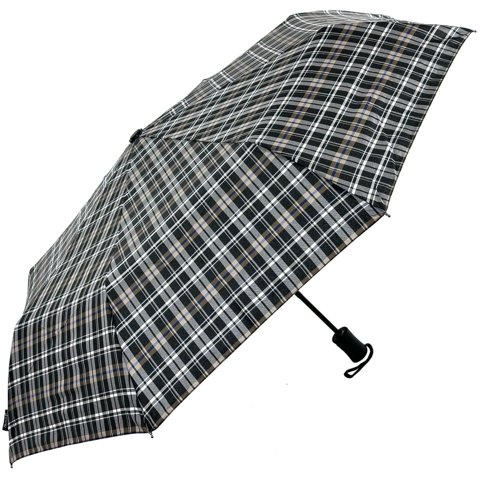Soake Unisex Black Everyday Tartan Compact Folding Umbrella