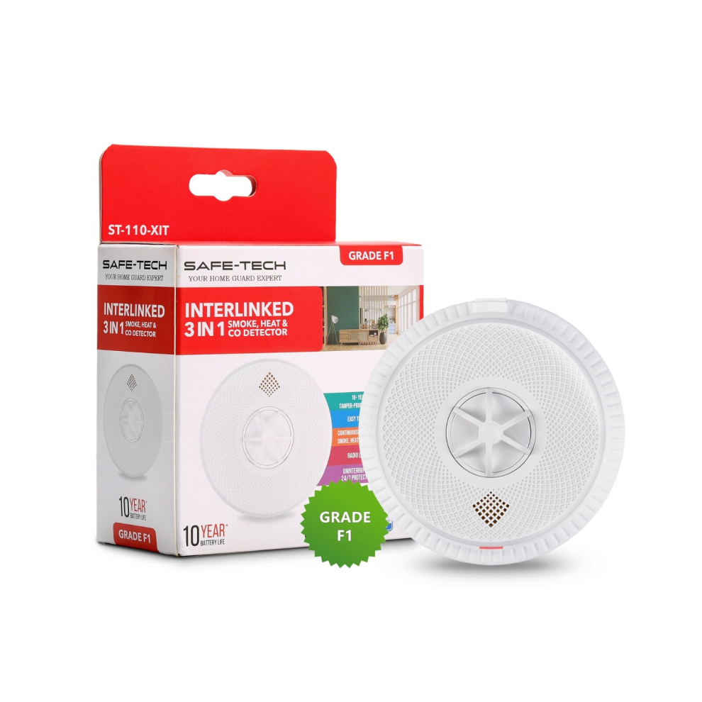 Interlinked Multi-Sensor Smoke, Heat and CO Detector With 10 Years Tamperproof Battery