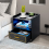 Costway Bedside Table LED Light Sofa End Table W/ Drawer & Charge Station 1