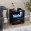 Costway Bedside Table LED Light Sofa End Table W/ Drawer & Charge Station 6