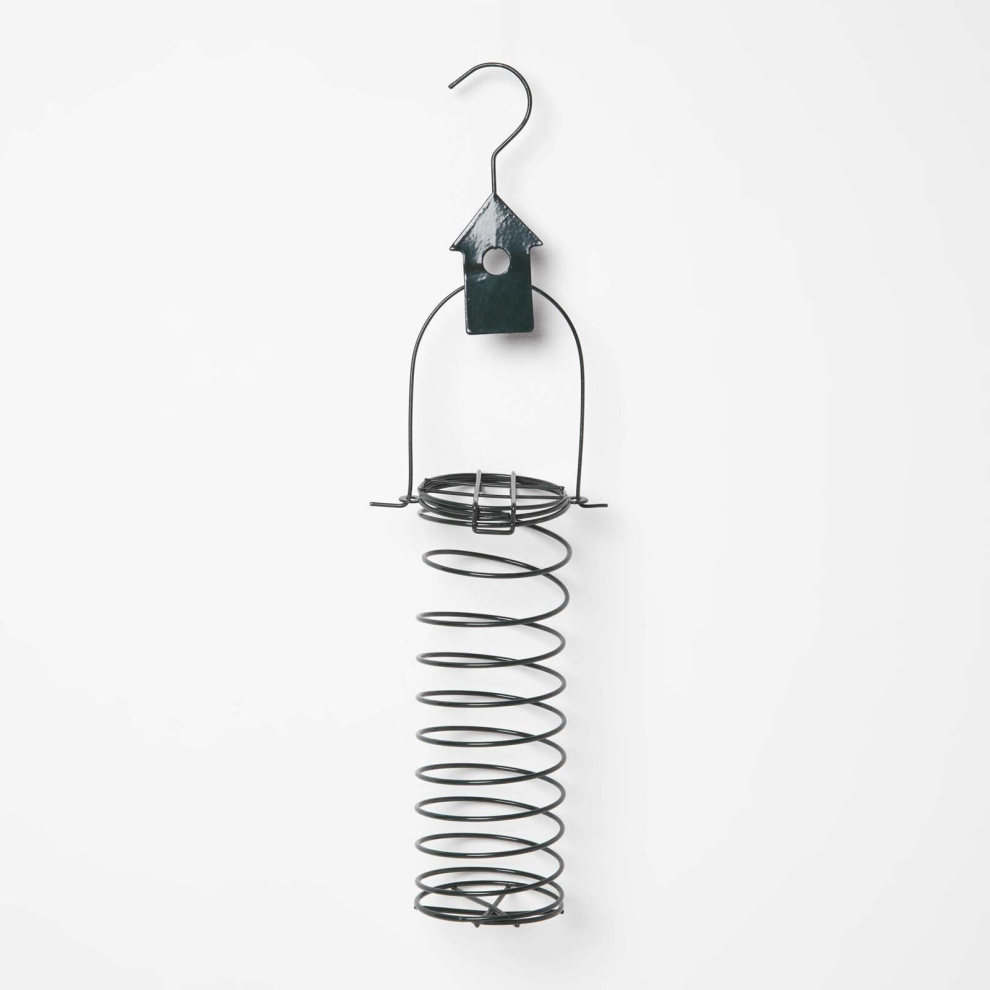 Homescapes (Bird House) Metal Hanging Bird Feeder With Bird Decoration Green