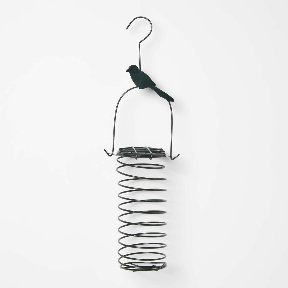 Homescapes (Great Tit) Metal Hanging Bird Feeder With Bird Decoration Green