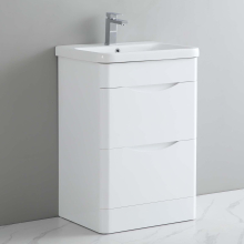 600mm Bathroom Vanity Unit & Basin with 2 Drawers Curved 100% Waterproof