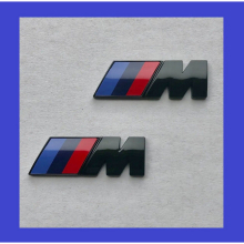 2x BMW M Sport Emblem Gloss Black Sticker Side Wing Fender Badge 45x15mm