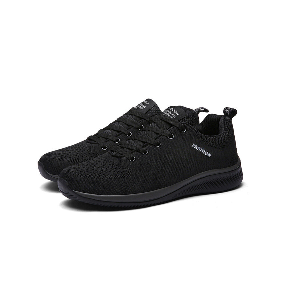 (Black, 44) Mens Running Trainers Sport Sneakers Walking Shoes Fitness Gym Casual Lace Up