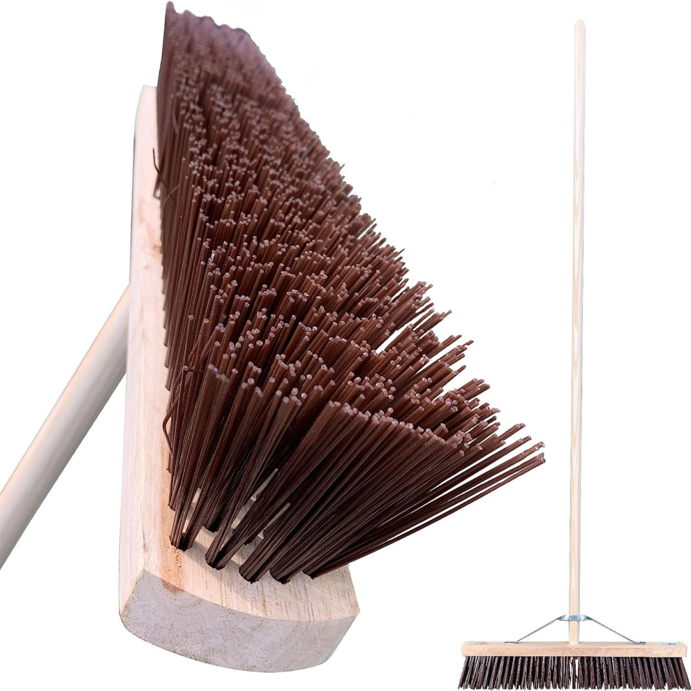 Outdoor Broom with Handle Stiff 24" Heavy Duty Garden Yard PVC Brush